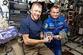 Avec Tim Peake lors de l'expédition 47, dans le laboratoire Destiny.