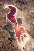 Le lac fossile d'Ourmia vu de la Station spatiale internationale en Septembre 2016.