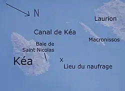 Vue aérienne du canal de Kéa