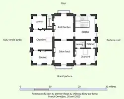 Restitution du plan du premier étage du château d'Ivry, vers 1700