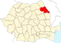 Map of Romania highlighting Iași County