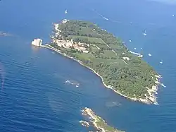 Ile de Saint-Honorat vue du ciel.