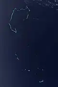 Photographie satellite des îles Chesterfield