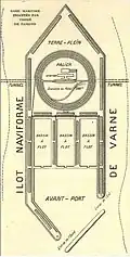 Ilot naviforme de Varne projeté par Thomé de Gamond.