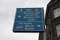 Panneaux comprenant plusieurs routes importantes en Belgique
