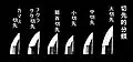 Différents types de kissaki.