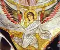 Fresque représentant l'archange Uriel de l'église copte Al-Mu'allaqah du Caire, (XIIIe siècle).