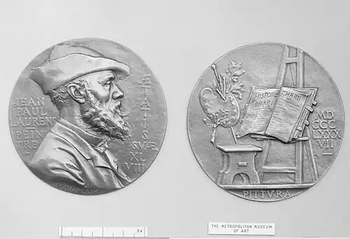 Jules Chaplain, Portrait en médaillon de Jean-Paul Laurens (1887), New York, Metropolitan Museum of Art.