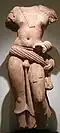 Bodhisattva. empire kouchan. Mathura, IIe&nbsp;siècle. Grès rose. National Museum of Victoria, Melbourne, Australie