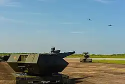 Description de l'image Indonesian Air Force Oerlikon Skyshield GBADS at Supadio AFB, West Kalimantan. March 2023.jpg.