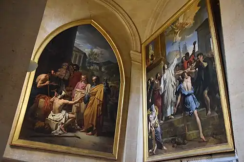 Saint Pierre guérissant un boiteux de Louis-Vincent-Léon Pallière (1819), et Saint Étienne prêchant l'Évangile d'Abel de Pujol (1817).