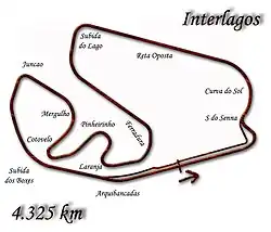 Le tracé, tel que revu en 1990, 4&nbsp;325&nbsp;mètres.