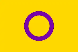 Rectangle jaune/or avec un rond violet au milieu.
