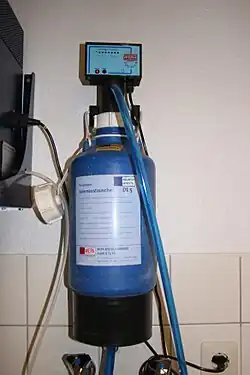Système d'échangeur d'ions avec contrôle de la conductance électrique (0,1 μS/cm affiché).
