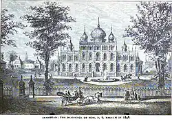 Iranistan (en) à Bridgeport, gravure, 1848.