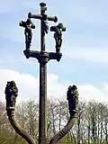 Le calvaire-fontaine de Coatnant (1644, par Roland Doré), vue partielle.