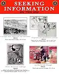 Affiche blanche avec un bandeau rouge sur le haut, comportant la photo de cinq dessins volés avec leur description.