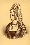 Gravure française de la fin du XIXe&nbsp;siècle, inspiré d'une copie par le peintre Laure Houssaye de Léoménil pour la galerie historique de Versailles, d'après un portrait historique au Musée des Beaux-Arts de Dijon.
