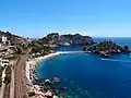 Itinéraire de la ligne de chemin de fer à Isola Bella à Taormine.