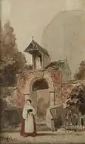 Jan Adam Kruseman: Femme italienne près d'une chapelle