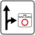 Signal de pré-avis italien d'une zone de trafic limité. Conforme au ZTL du 28 juin 2019 (Ministério das Infraestruturas e Transportes).