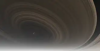 Vue d'artiste de 1SWASP J1407 b depuis une hypothétique exolune.