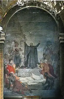 Puissance miraculeuse de Saint François Xavier, il ressuscite un mort à Coulan (Gdes Indes), Paris, église Saint-Sulpice.