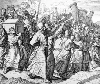 Défilé autour des murailles de Jéricho. Gravure de Julius Schnorr von Carolsfeld.