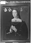 Le blason apparaît également en haut à gauche sur cette peinture de Jacoba van den Eynde ( -1505).
