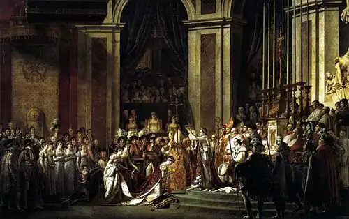 scène de couronnement, debout à droite, Napoléon couronne Joséphine agenouillée