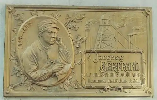 Plaque en hommage à Jacques Bertrand à Charleroi.
