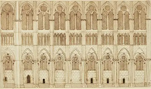 Élévation de la nefDessin de Jacques Cellier (1583-1587BnF Ms. Fr. 9152.