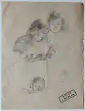 Étude de fillettes cousant