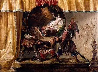 Écran de cheminée peint (1700), Baltimore, Walters Art Museum.