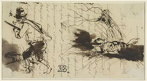 Chasseur avec chien (1840).