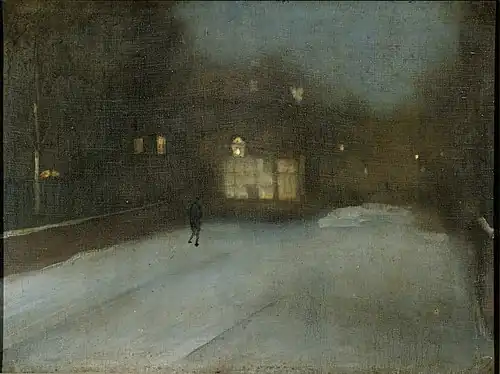 Nocturne in Grey and Gold: Chelsea Snow (Gris et or : neige), 1876Cambridge (Massachusetts), Fogg Art Museum