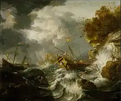Bateaux en danger près de la côte.