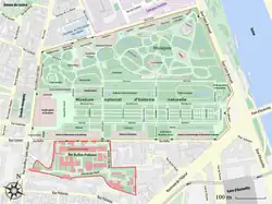 Au nord-est du « clos Patouillet » ou « îlot Buffon-Poliveau » en haut à droite du liséré rouge du Muséum national d'histoire naturelle se trouve, au 45 rue Buffon, l'allée René Jeannel qui longe le laboratoire d'Entomologie.