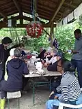 Accueil des jardiniers le matin.