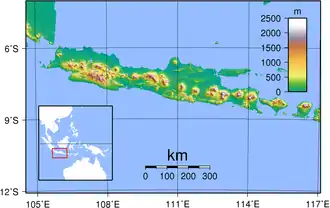 Carte topographique de Java.