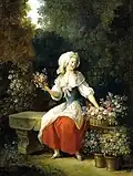 Fleuriste en tablier rouge, coll. privée.