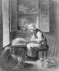 La cardeuseJean-François Millet - Crayon vers 1854.