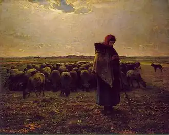 Bergère avec son troupeau (v. 1863).