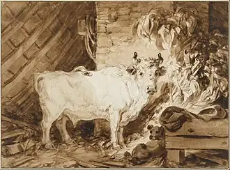 Bœuf et chien dans une étable, Vienne, Albertina.