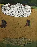 Casanova à Venise à la poursuite de Lucrèce Borgia et du Vaisseau fantôme, technique mixte sur toile 146x114, 1989.