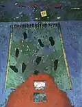 La Reine de Saba retrouve les deux icônes sous l'arche d'alliance, technique mixte sur toile 146x114cm, 1989.