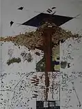 Et le rouge du sang dans le bleu du pôle, technique mixte 116x89cm, 1985.