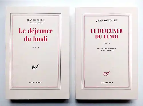 Le Déjeuner du lundi de Jean Dutourd : à gauche, l'édition parue en janvier 1980 ; à droite, l'édition parue en décembre 2024.