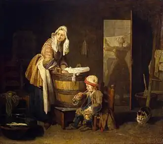 La Blanchisseuse, Chardin, vers 1730, musée de l'Ermitage