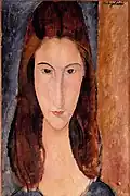 Peinture d'un visage de jeune femme cheveux dénoués